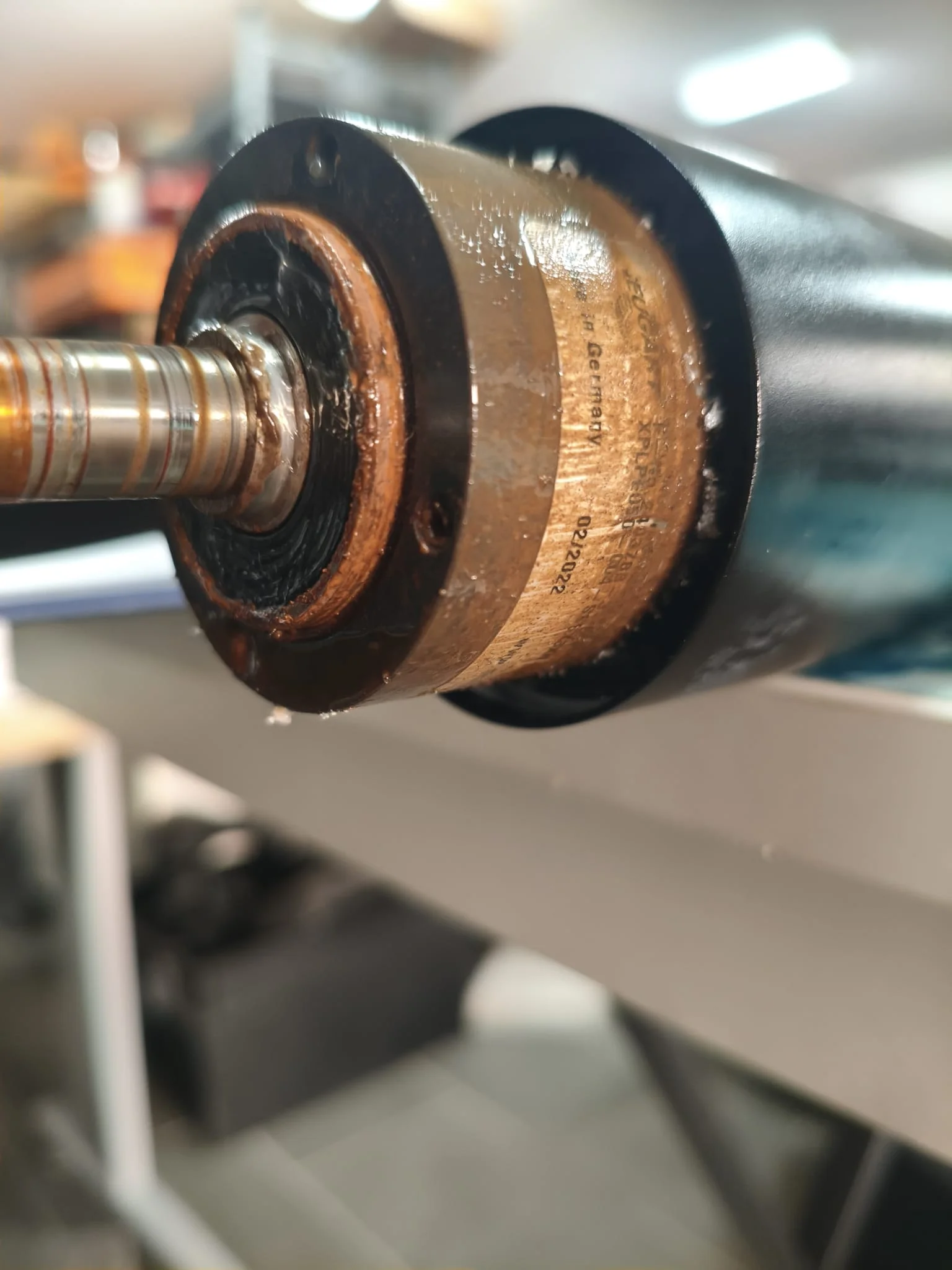 Heavily corroded Fliteboard motor end cap — pre-service workshop find at Mercer Yachting Marsaskala
