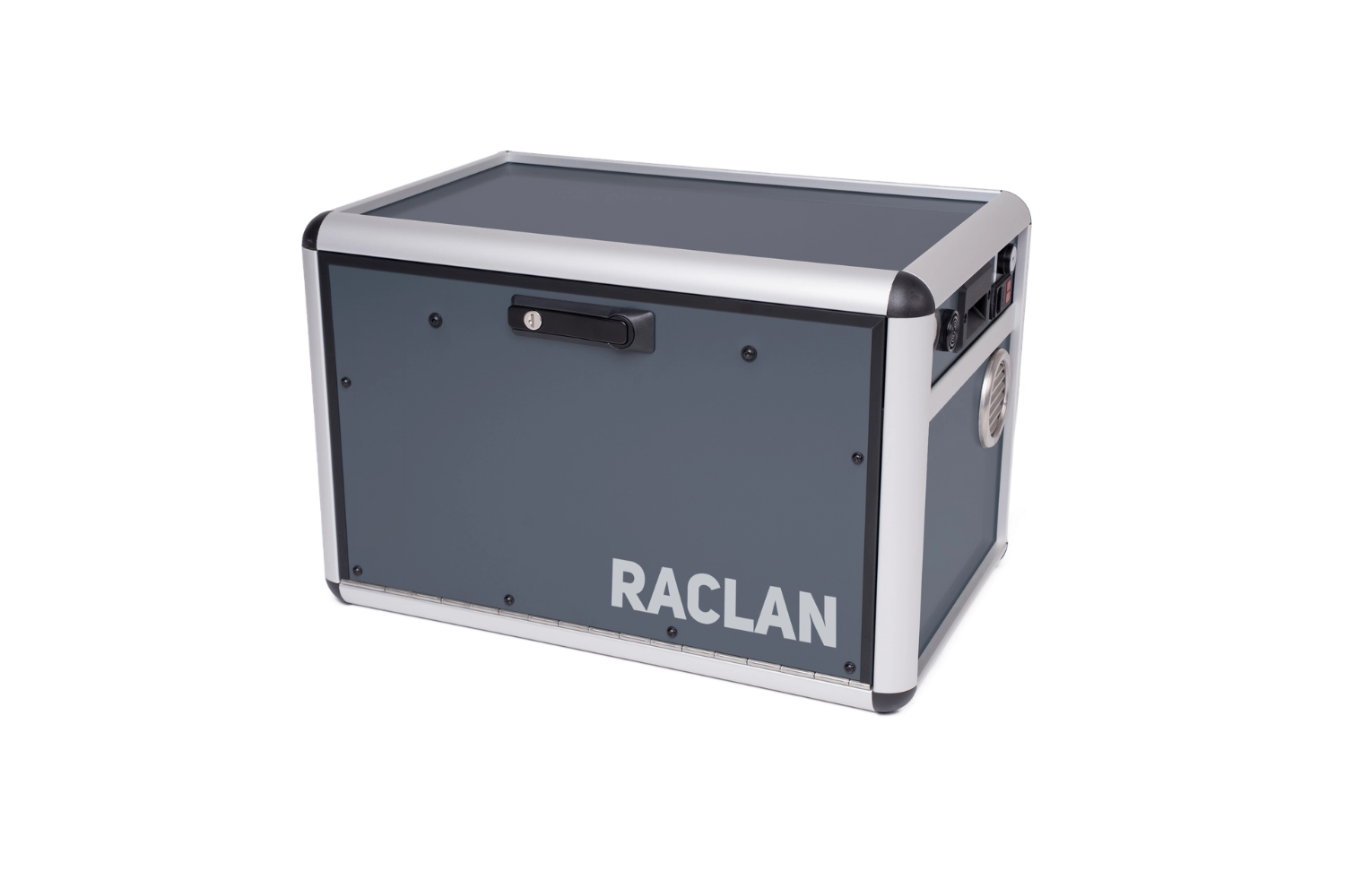 RACLAN Box II, anthracite portable lithium battery safety box, stackable