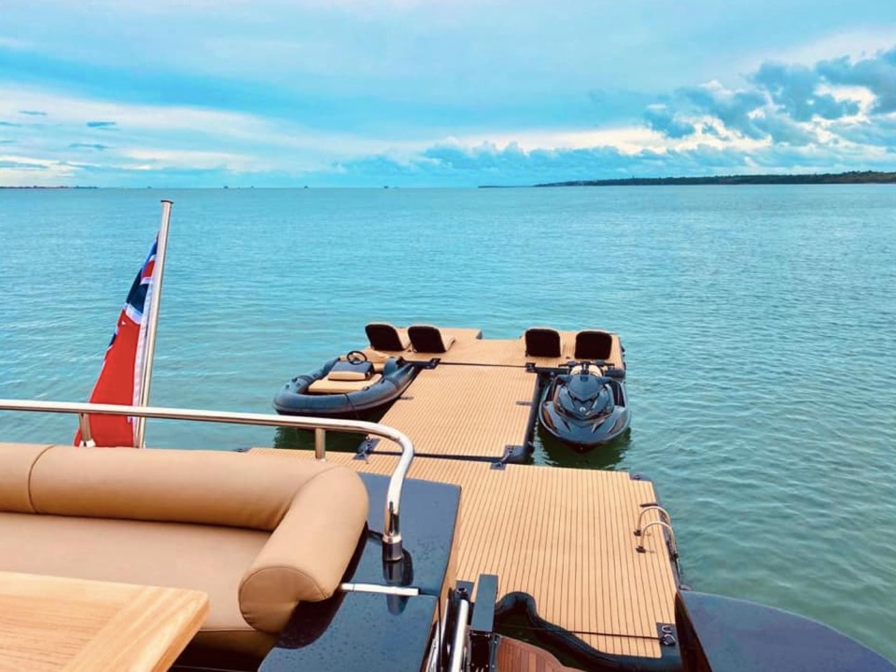 Yacht with custom neoprene fender covers