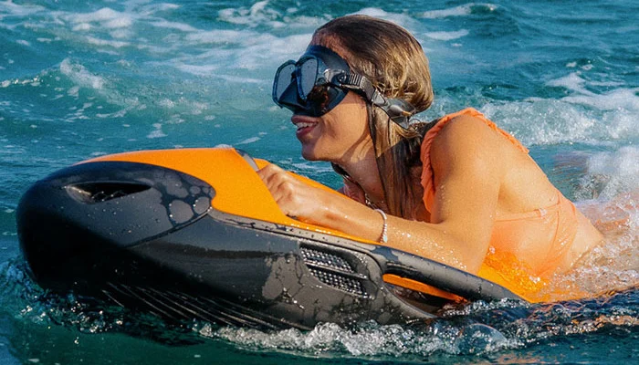 Seabob underwater scooter gliding below surface